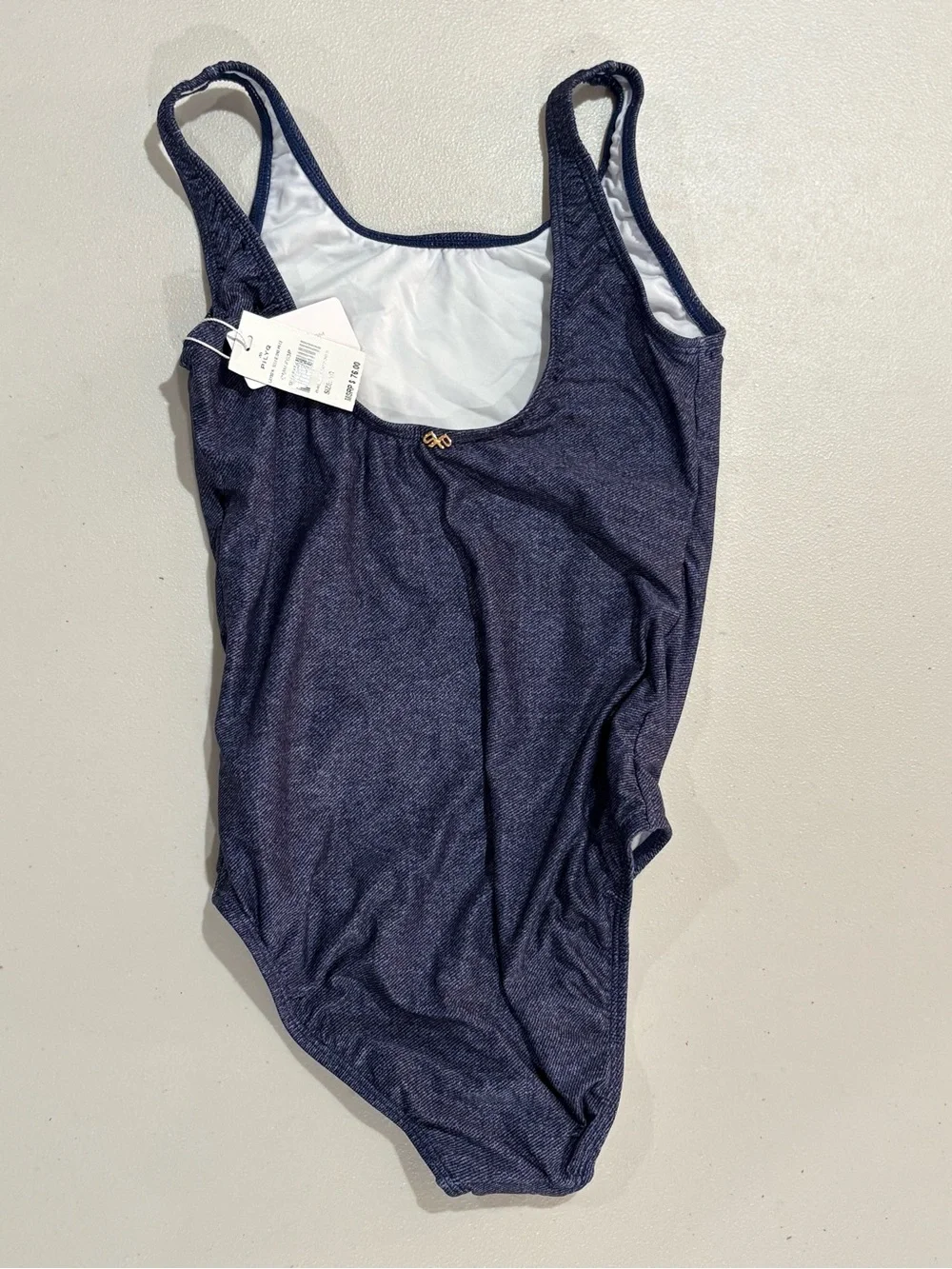 Pilyq Navy One-Piece Swimsuit with Fruit & Emoji Patches